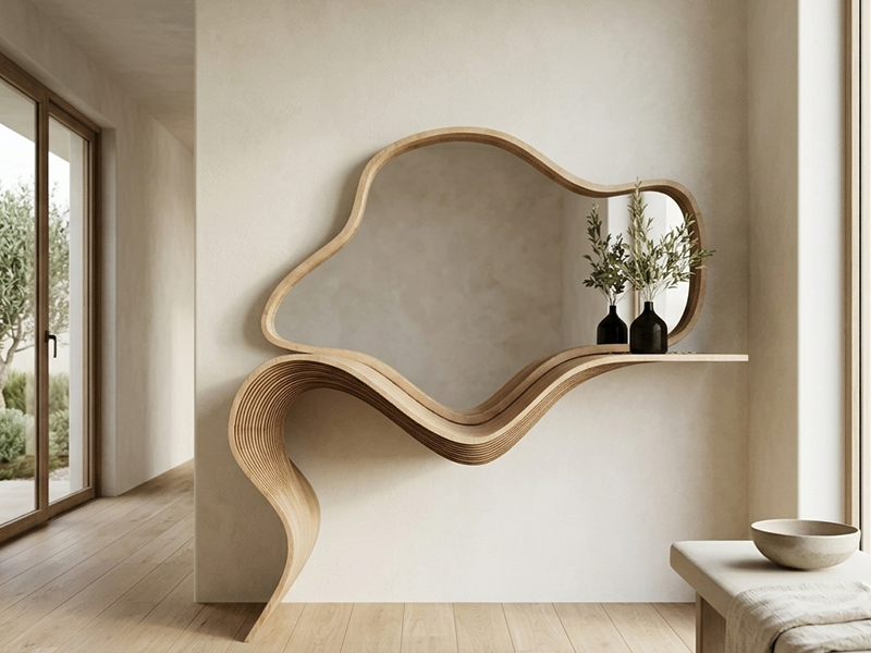 Abstract wooden helix sculpture art piece